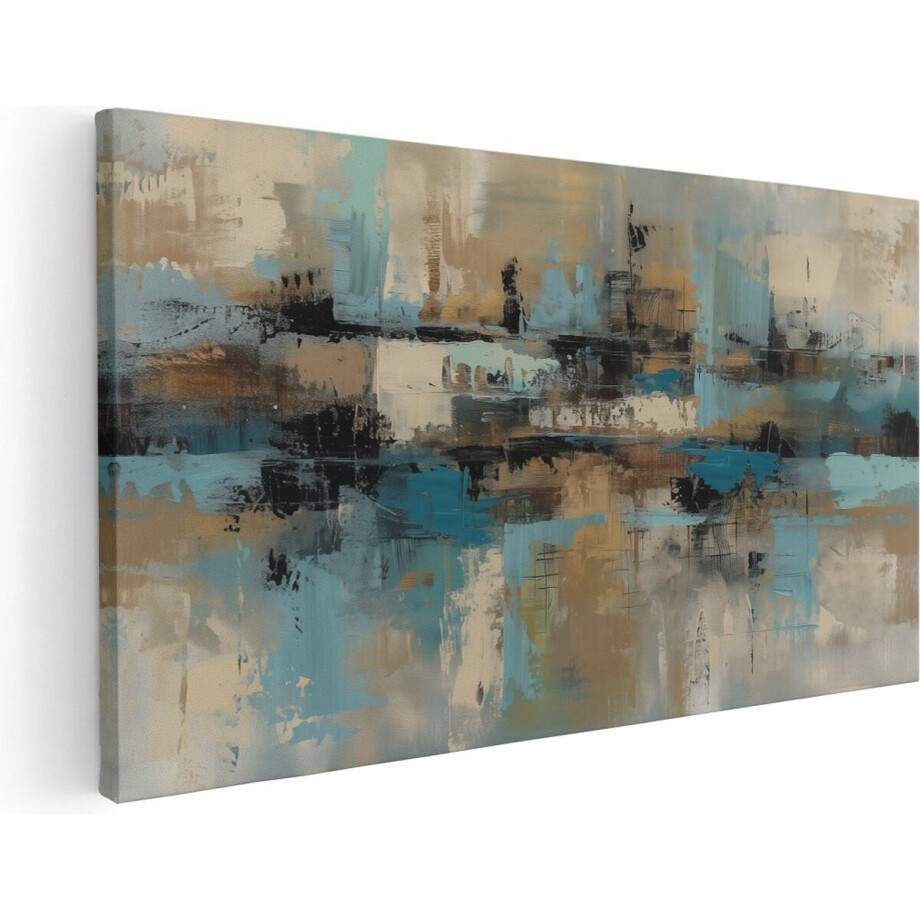 Artaza Canvas Schilderij Abstract Blauw en Bruin - 120x60 cm - Groot - Wanddecoratie Woonkamer - Schilderijen - Muurdecoratie Artaza Canvas Schilderij Abstract Blauw en Bruin - 120x60 cm - Groot - Wanddecoratie Woonkamer - Schilderijen - Muurdecoratie afbeelding 1