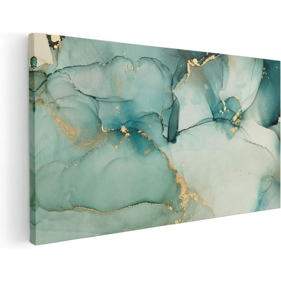 Artaza Canvas Schilderij Abstracte Kunst - Blauwe Marmer met Goud - 100x50 cm - Groot - Wanddecoratie Woonkamer - Schilderijen - Muurdecoratie Artaza Canvas Schilderij Abstracte Kunst - Blauwe Marmer met Goud - 100x50 cm - Groot - Wanddecoratie Woonkamer - Schilderijen - Muurdecoratie afbeelding 1