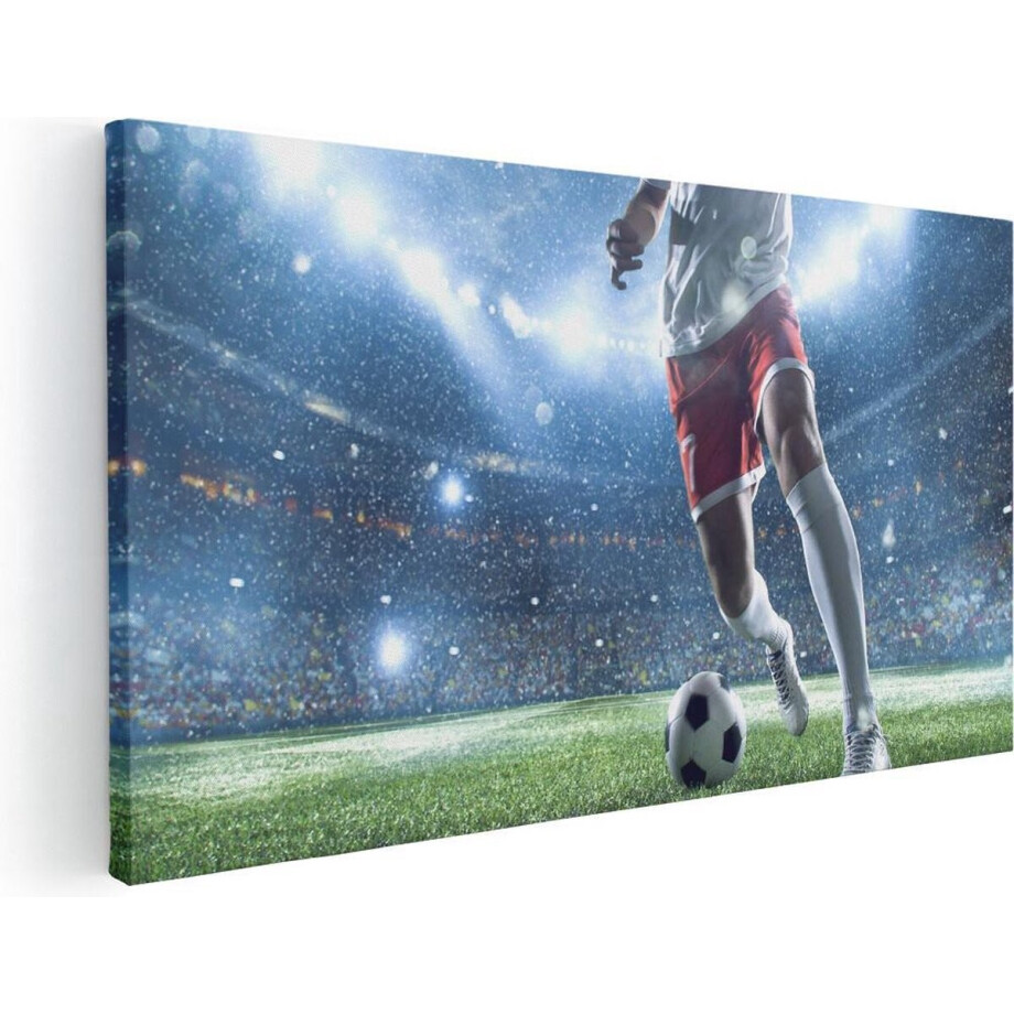Artaza Canvas Schilderij Voetballer - 120x60 cm - Groot - Wanddecoratie Voetbal - Muurdecoratie Stadion - Schilderijen Op Canvas Sport afbeelding 1