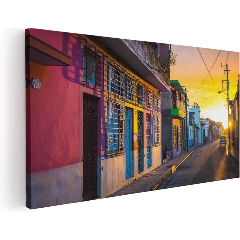 Artaza Canvas Schilderij Cuba Kleurrijke Huisjes bij Zonsondergang - 100x50 - Groot - Foto Op Canvas - Canvas Print Artaza Canvas Schilderij Cuba Kleurrijke Huisjes bij Zonsondergang - 100x50 - Groot - Foto Op Canvas - Canvas Print afbeelding 1