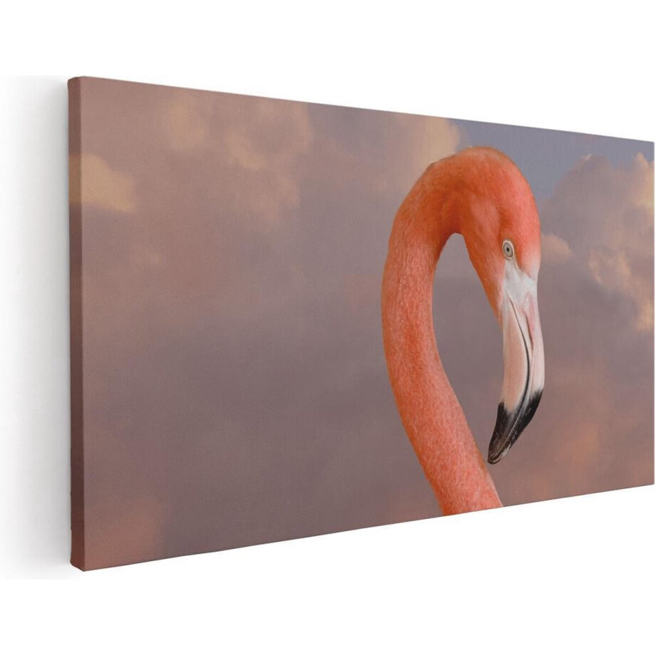 Artaza Canvas Schilderij Roze Flamingo in de Wolken - 80x40 - Foto Op Canvas - Canvas Print afbeelding 1