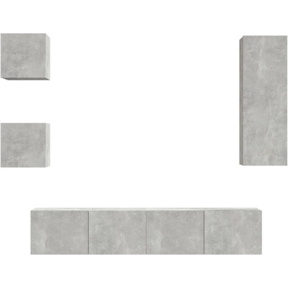 vidaXL - 5-delige - Tv-meubelset - bewerkt - hout - betongrijs afbeelding 1