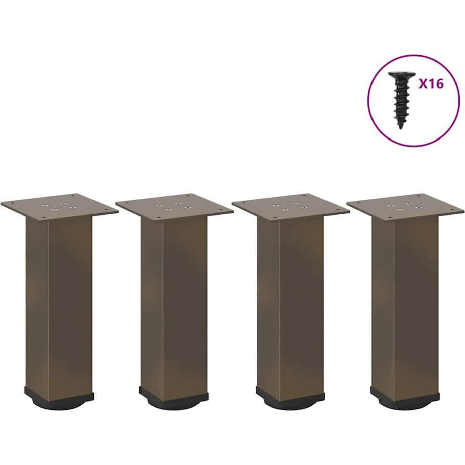 vidaXL - Salontafelpoten - 4 - st - 42-44 - cm - staal - naturel afbeelding 1