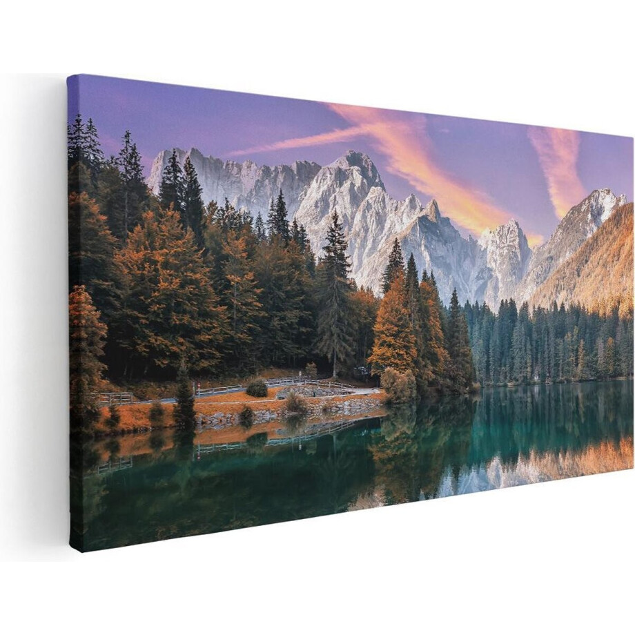 Artaza Canvas Schilderij Bergen - 100x50 cm - Wanddecoratie Landschap - Muurdecoratie Bos - Schilderijen Natuur - Kamer Accessoires afbeelding 1