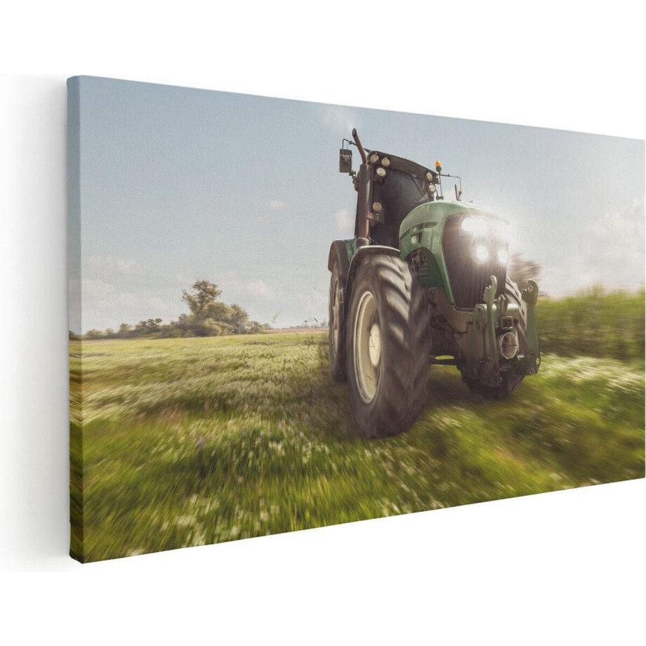 Artaza Canvas Schilderij Tractor op het Gras - Trekker - 80x40 - Foto Op Canvas - Canvas Print afbeelding 1
