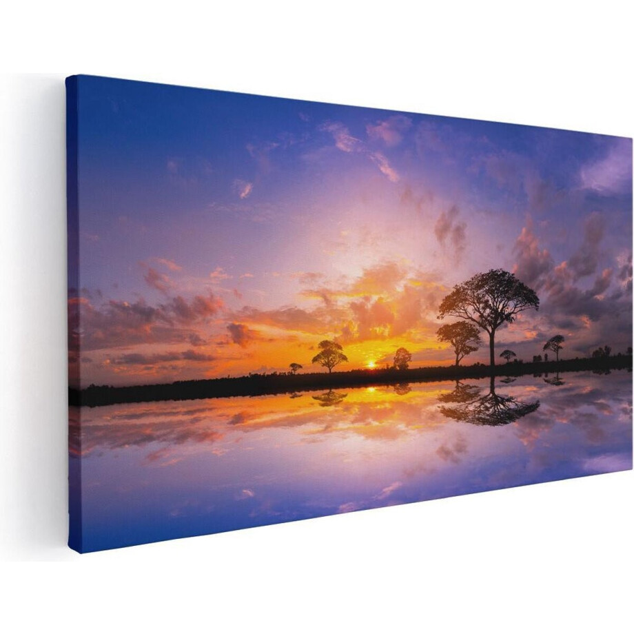 Artaza Canvas Schilderij Zonsondergang - 120x60 cm - Groot - Wanddecoratie Boom - Muurdecoratie Afrika - Schilderijen Op Canvas Bos Artaza Canvas Schilderij Zonsondergang - 120x60 cm - Groot - Wanddecoratie Boom - Muurdecoratie Afrika - Schilderijen Op Canvas Bos afbeelding 1