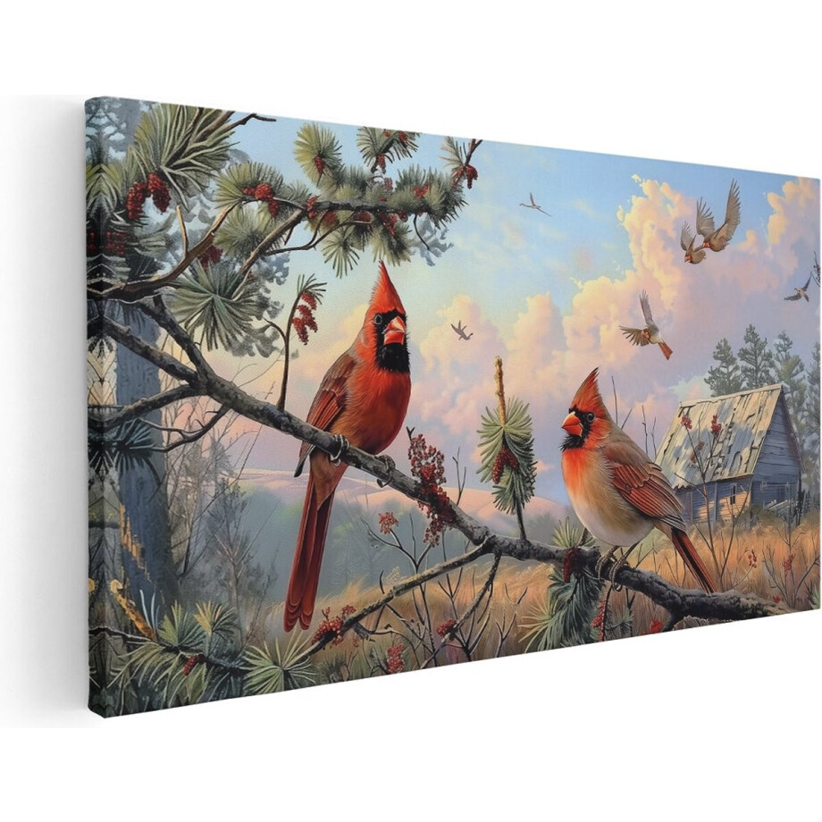 Artaza Canvas Schilderij Vogels Op Tak - 120x60 cm - Groot - Wanddecoratie Vogels - Muurdecoratie Natuur - Schilderijen Op Canvas Artaza Canvas Schilderij Vogels Op Tak - 120x60 cm - Groot - Wanddecoratie Vogels - Muurdecoratie Natuur - Schilderijen Op Canvas afbeelding 1