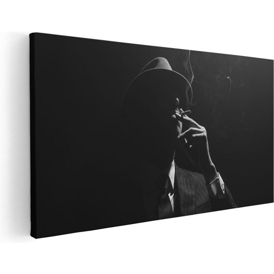 Artaza Canvas Schilderij Maffia - 80x40 cm - Wanddecoratie Gangster - Muurdecoratie Man - Schilderij Portret Zwart Wit Artaza Canvas Schilderij Maffia - 80x40 cm - Wanddecoratie Gangster - Muurdecoratie Man - Schilderij Portret Zwart Wit afbeelding 1