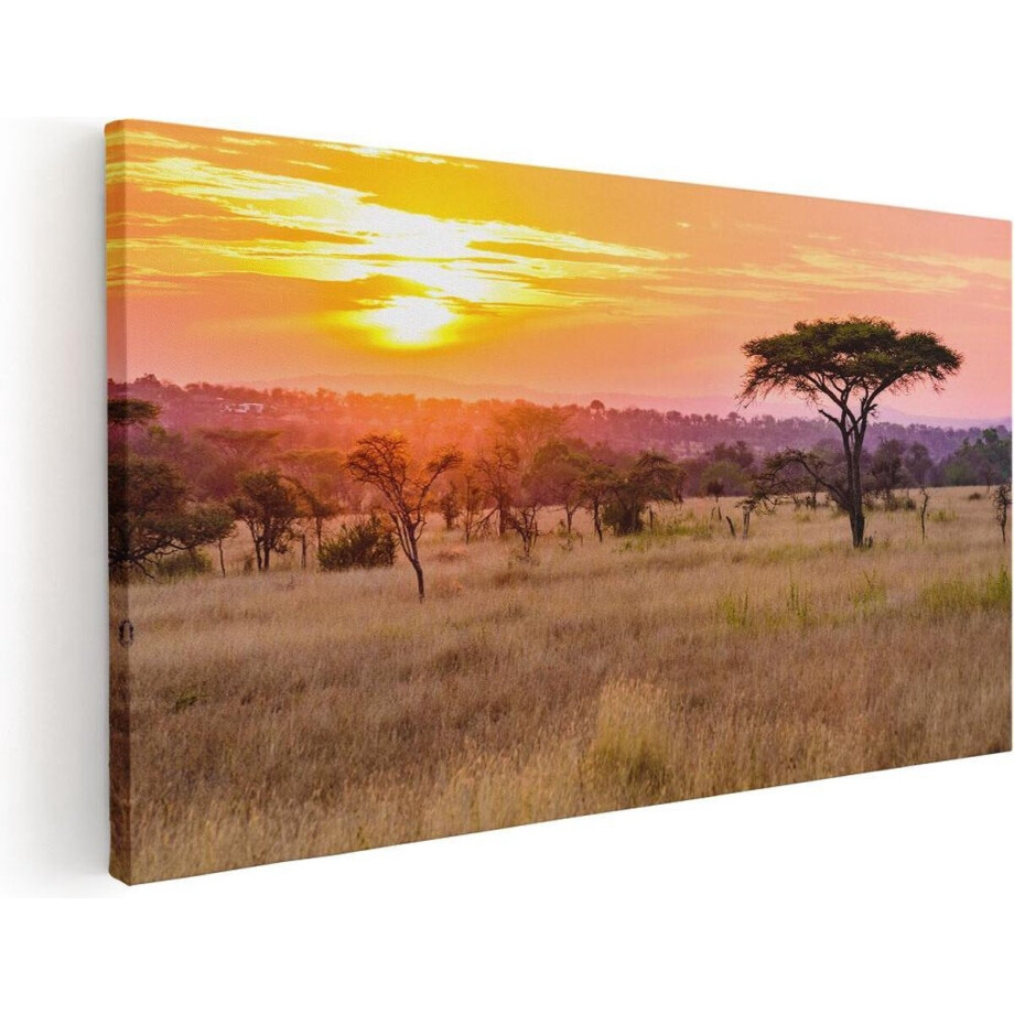 Artaza Canvas Schilderij Savanne Zonsondergang - 60x30 cm - Wanddecoratie Afrika - Muurdecoratie Natuur - Kamer Accessoires Woonkamer Artaza Canvas Schilderij Savanne Zonsondergang - 60x30 cm - Wanddecoratie Afrika - Muurdecoratie Natuur - Kamer Accessoires Woonkamer afbeelding 1