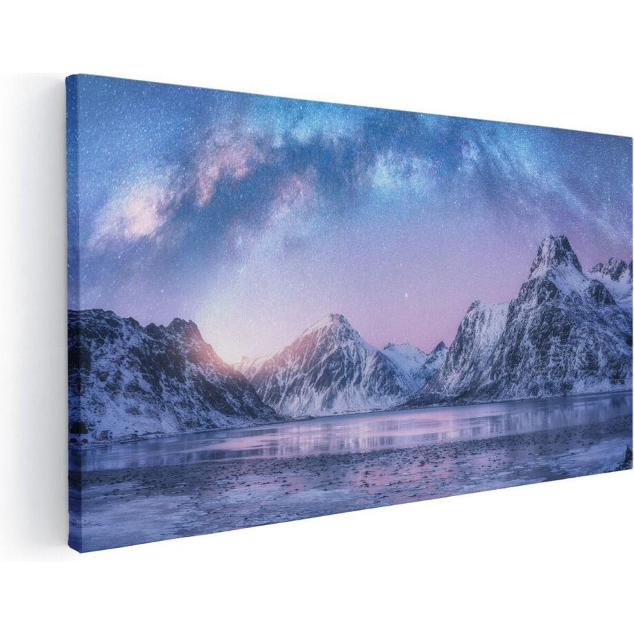 Artaza Canvas Schilderij Bergen - 100x50 cm - Wanddecoratie Melkweg - Muurdecoratie Winterlandschap - Schilderijen Op Canvas Sterrenhemel Artaza Canvas Schilderij Bergen - 100x50 cm - Wanddecoratie Melkweg - Muurdecoratie Winterlandschap - Schilderijen Op Canvas Sterrenhemel afbeelding 1