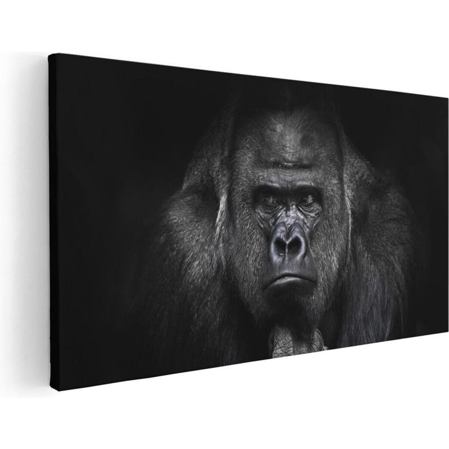 Artaza Canvas Schilderij Gorilla - 120x60 cm - Groot - Wanddecoratie Dieren - Muurdecoratie Portret - Schilderijen Op Canvas Jungle afbeelding 1