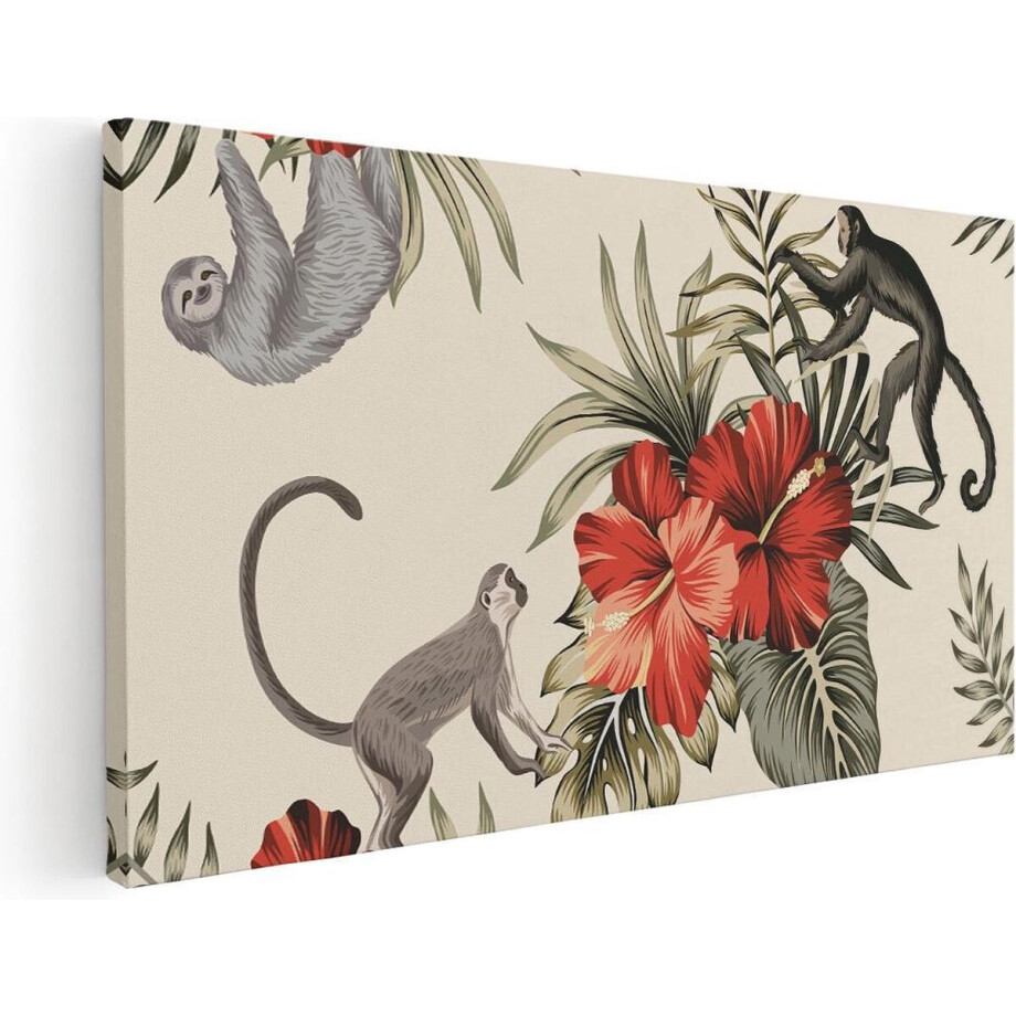 Artaza Canvas Schilderij Tropische Bloemen Met Apen Achtergrond - 40x20 - Klein - Foto Op Canvas - Canvas Print Artaza Canvas Schilderij Tropische Bloemen Met Apen Achtergrond - 40x20 - Klein - Foto Op Canvas - Canvas Print afbeelding 1