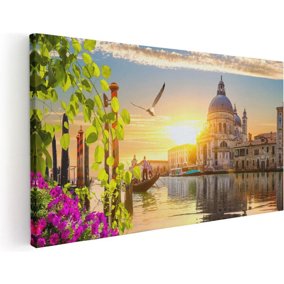 Artaza Canvas Schilderij Kanaal in Venetië met Bloemen - 100x50 - Groot - Foto Op Canvas - Canvas Print Artaza Canvas Schilderij Kanaal in Venetië met Bloemen - 100x50 - Groot - Foto Op Canvas - Canvas Print afbeelding 1