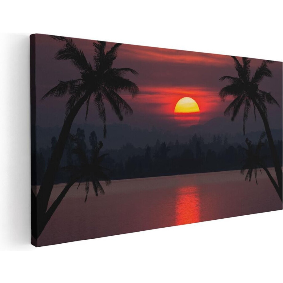 Artaza Canvas Schilderij Zonsondergang Op Het Strand Met Palmbomen - 100x50 - Groot - Foto Op Canvas - Canvas Print Artaza Canvas Schilderij Zonsondergang Op Het Strand Met Palmbomen - 100x50 - Groot - Foto Op Canvas - Canvas Print afbeelding 1