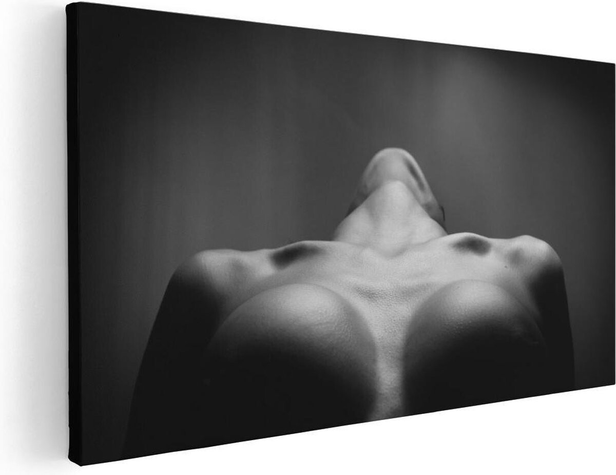 Artaza Canvas Schilderij Vrouwen Borsten - Erotiek - Zwart Wit - 100x50 - Groot - Foto Op Canvas - Canvas Print afbeelding 1