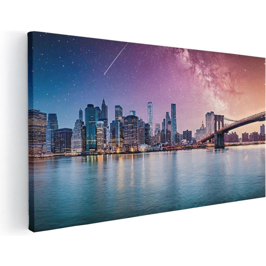 Artaza Canvas Schilderij New York Skyline Met Een Kleurrijke Hemel - 120x60 cm - Groot - Wanddecoratie Woonkamer - Schilderijen - Muurdecoratie Artaza Canvas Schilderij New York Skyline Met Een Kleurrijke Hemel - 120x60 cm - Groot - Wanddecoratie Woonkamer - Schilderijen - Muurdecoratie afbeelding 1