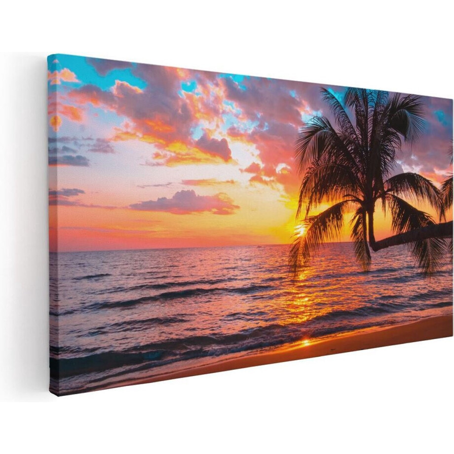 Artaza Canvas Schilderij Tropisch Strand Tijdens Zonsondergang - 100x50 - Groot - Foto Op Canvas - Canvas Print Artaza Canvas Schilderij Tropisch Strand Tijdens Zonsondergang - 100x50 - Groot - Foto Op Canvas - Canvas Print afbeelding 1