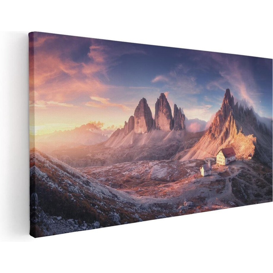 Artaza Canvas Schilderij Huisje Met Een Kerk In De Bergen - 40x20 - Klein - Foto Op Canvas - Canvas Print Artaza Canvas Schilderij Huisje Met Een Kerk In De Bergen - 40x20 - Klein - Foto Op Canvas - Canvas Print afbeelding 1