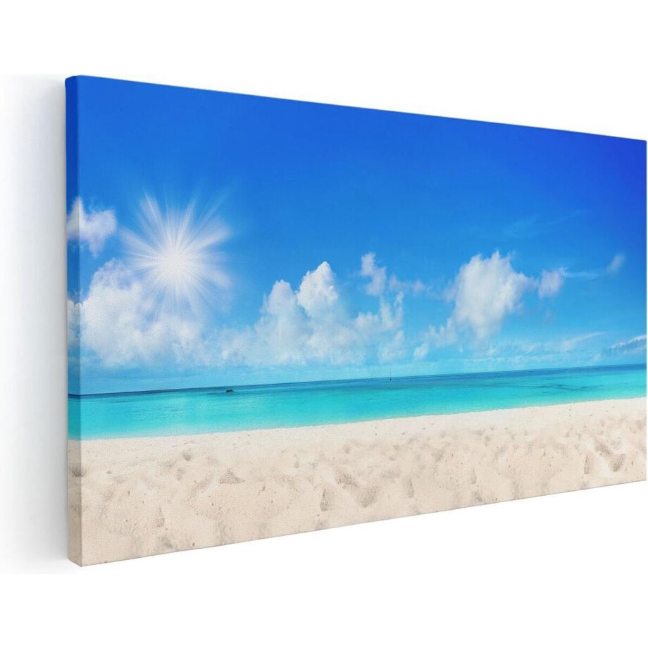 Artaza Canvas Schilderij Strand En Zee Met Helder Witte Zand - 120x60 - Groot - Foto Op Canvas - Canvas Print Artaza Canvas Schilderij Strand En Zee Met Helder Witte Zand - 120x60 - Groot - Foto Op Canvas - Canvas Print afbeelding 1