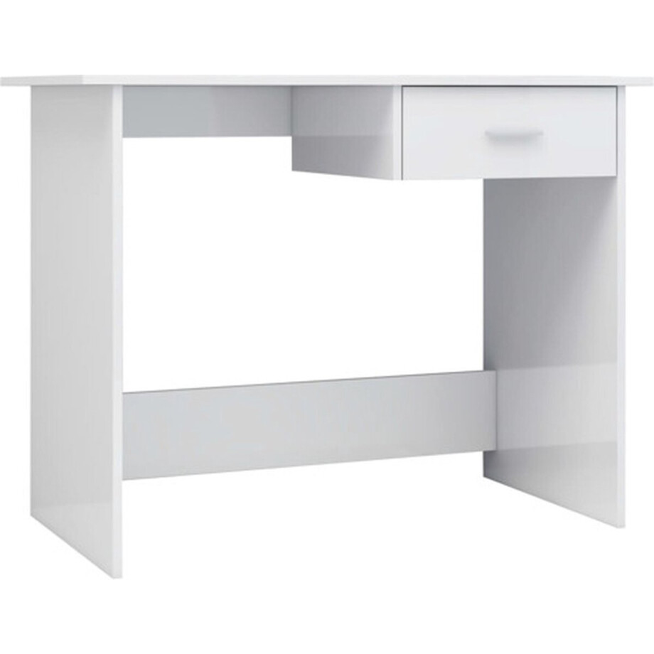 vidaXL - Bureau - 100x50x76 - cm - bewerkt - hout - hoogglans - wit afbeelding 1
