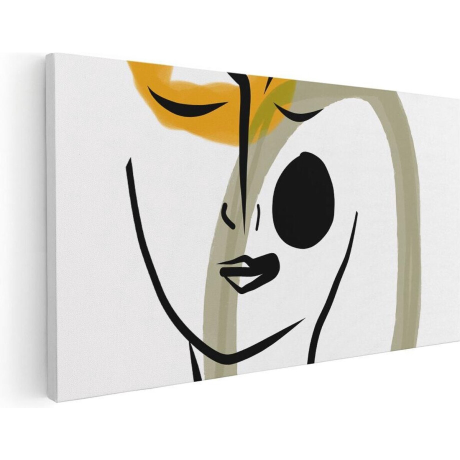 Artaza Canvas Schilderij Abstracte Kunst van een Gezicht - 120x60 - Groot - Foto Op Canvas - Canvas Print afbeelding 1