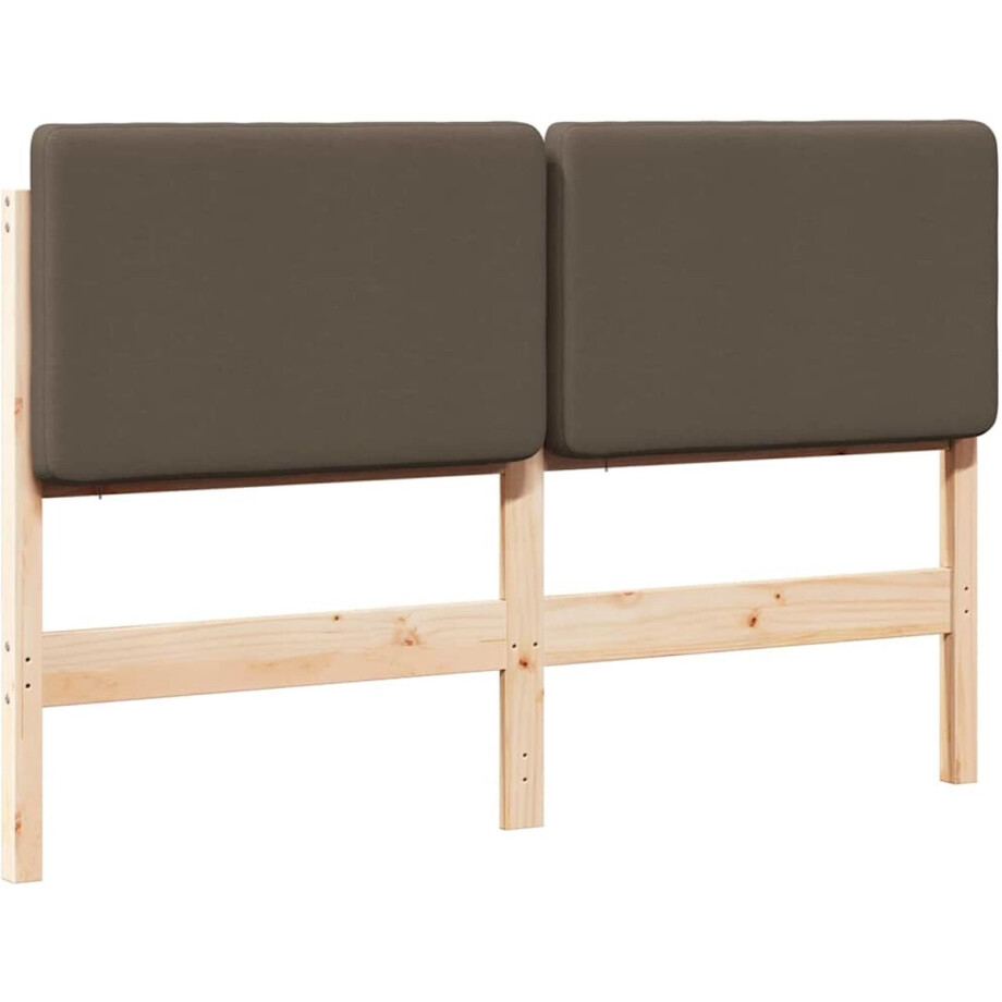 vidaXL - Gestoffeerd - hoofdbord - Bruin - en - Taupe - 160 - cm - Massief - grenenhout vidaXL - Gestoffeerd - hoofdbord - Bruin - en - Taupe - 160 - cm - Massief - grenenhout afbeelding 1