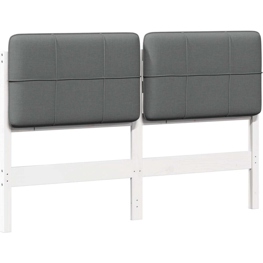 vidaXL - Gestoffeerd - hoofdbord - met - hoofdeinde - Wit - en - Lichtgrijs - 160 - cm vidaXL - Gestoffeerd - hoofdbord - met - hoofdeinde - Wit - en - Lichtgrijs - 160 - cm afbeelding 1