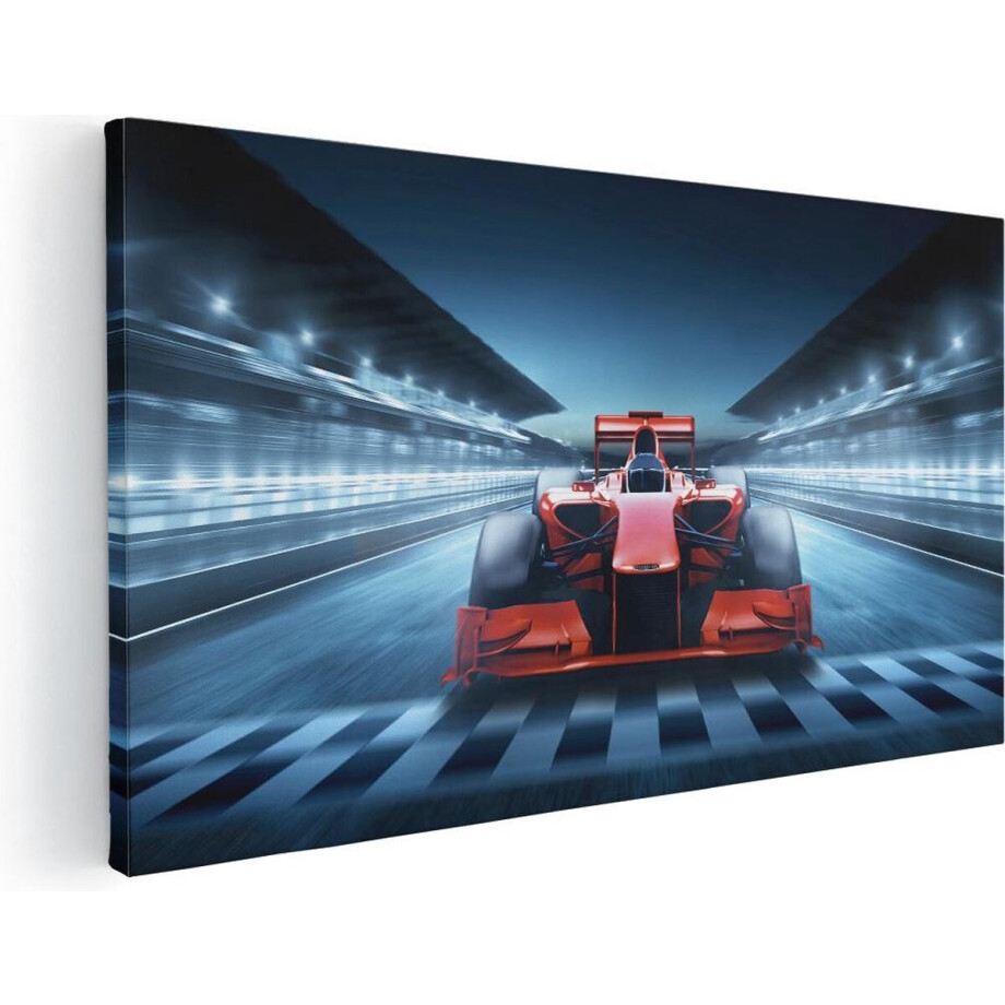 Artaza Canvas Schilderij Racewagen - 60x30 cm - Wanddecoratie Formule 1 - Muurdecoratie Auto - Kamer Accessoires Rood afbeelding 1