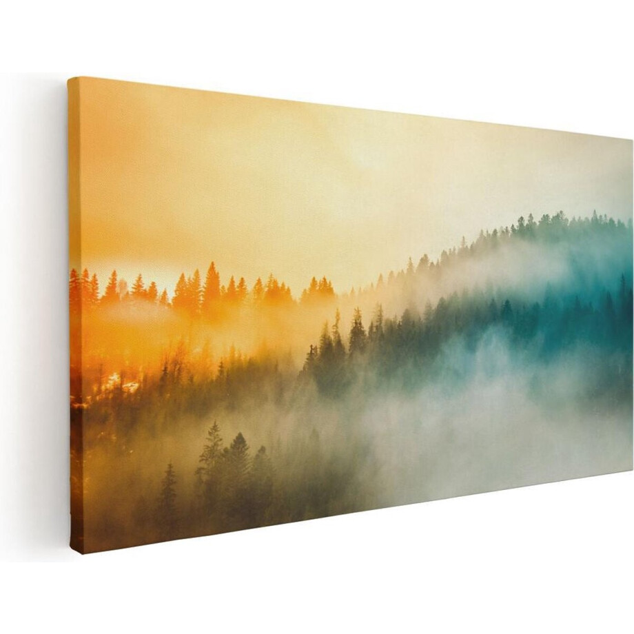 Artaza Canvas Schilderij Kleurrijke Zonsopgang In Het Bos Met Mist - 120x60 - Groot - Foto Op Canvas - Canvas Print Artaza Canvas Schilderij Kleurrijke Zonsopgang In Het Bos Met Mist - 120x60 - Groot - Foto Op Canvas - Canvas Print afbeelding 1