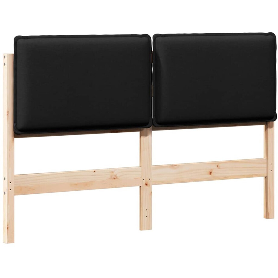 vidaXL - Gestoffeerd - hoofdbord - met - hoofdeinde - Natuurlijk - en - zwart - 160 - cm afbeelding 1