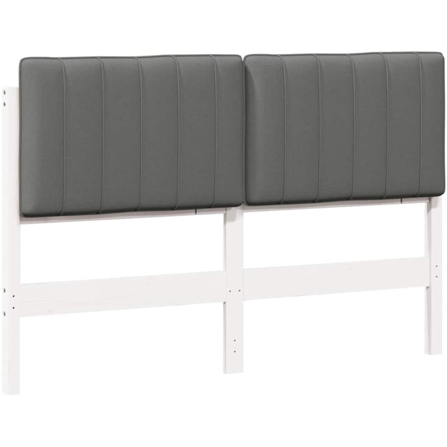 vidaXL - Gestoffeerd - hoofdbord - met - hoofdeinde - Wit - en - Lichtgrijs - 140 - cm afbeelding 1