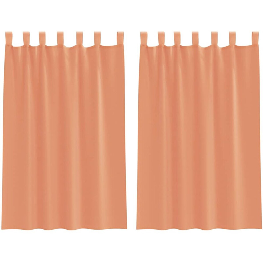 vidaXL - Gordijnen - voile - met - lussen - 2 - st - terracotta - 140x175 - cm afbeelding 1