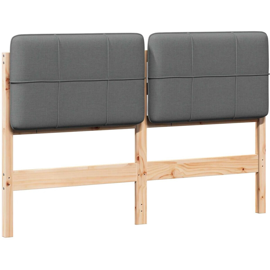 vidaXL - Gestoffeerd - hoofdbord - met - hoofdeinde - Bruin - en - Lichtgrijs - 120 - cm afbeelding 1