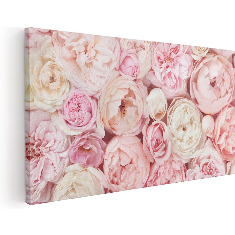 Artaza Canvas Schilderij Witte Roze Rozen Boeket - Bloemen - 120x60 - Groot - Foto Op Canvas - Canvas Print Artaza Canvas Schilderij Witte Roze Rozen Boeket - Bloemen - 120x60 - Groot - Foto Op Canvas - Canvas Print afbeelding 1