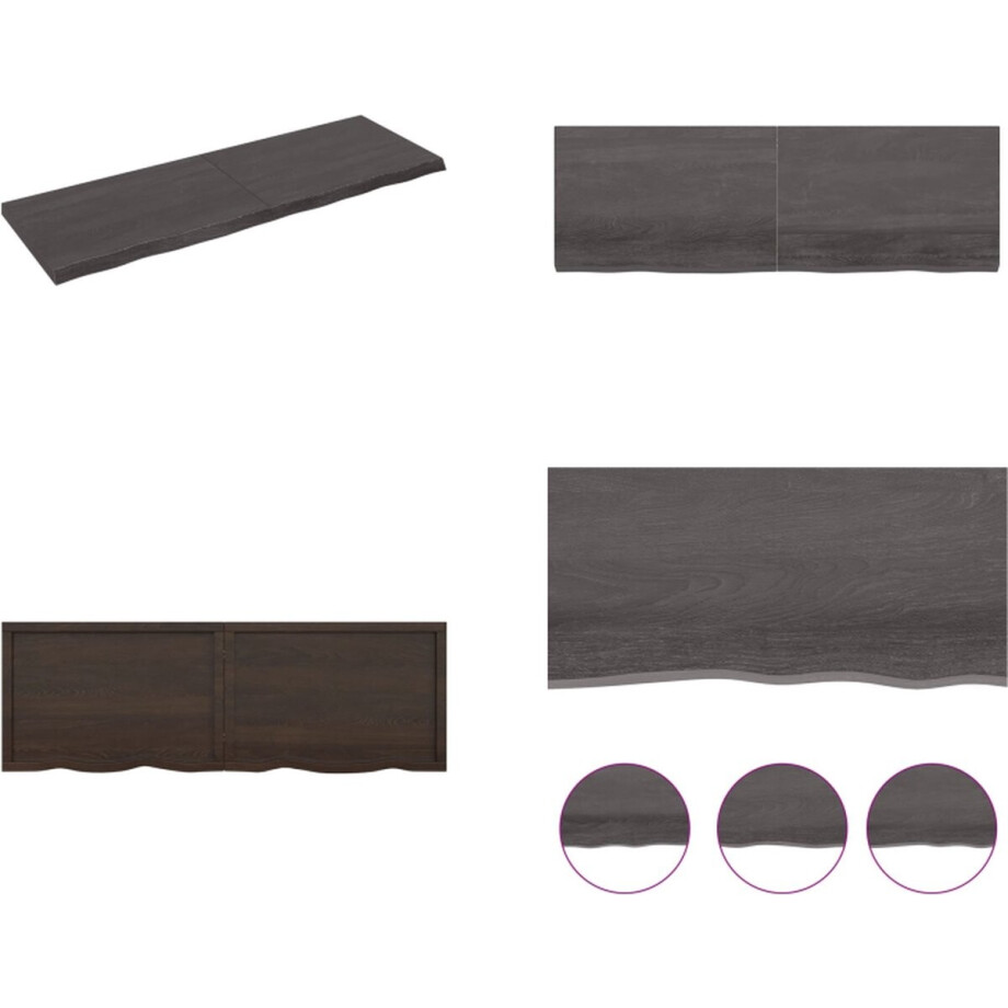vidaXL Wandschap behandeld massief eikenhout donkerbruin - Wandschap - Wandschappen - Wandplank - Wandrek afbeelding 1