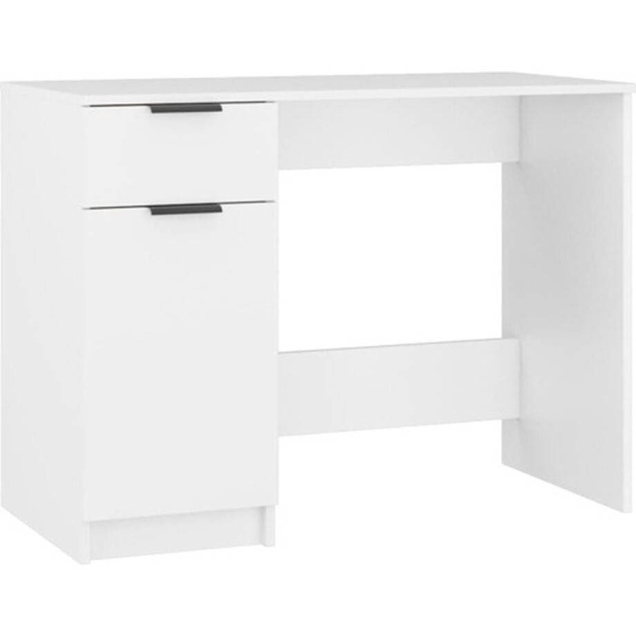 vidaXL - Bureau - 100x50x75 - cm - bewerkt - hout - wit afbeelding 1