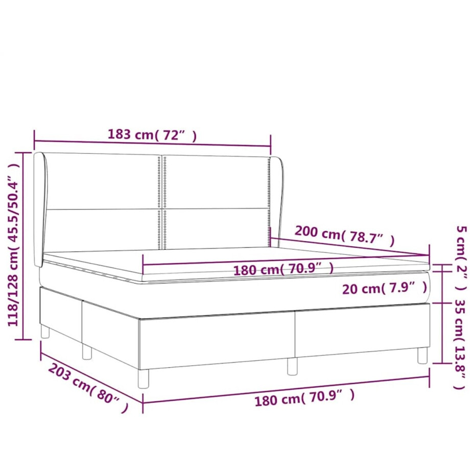 vidaXL - Boxspring - met - matras - stof - zwart - 180x200 - cm afbeelding 1