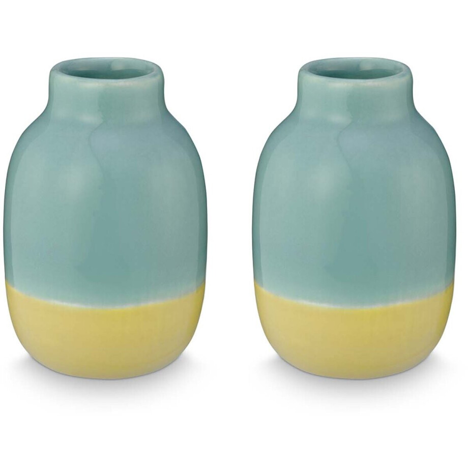 vtwonen Vaas - Decoratie - Bloemenvaas van Keramiek - Lichtblauw - Set van 2 - 7cm afbeelding 1