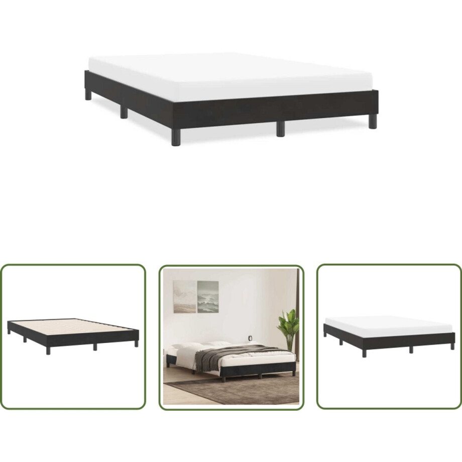 vidaXL Fluweel Bed - Bedframe - Bedframe zonder matras 140x220 cm fluweel zwart - Zwart Bed - Tweepersoons Bed - Boxspring vidaXL Fluweel Bed - Bedframe - Bedframe zonder matras 140x220 cm fluweel zwart - Zwart Bed - Tweepersoons Bed - Boxspring afbeelding 1
