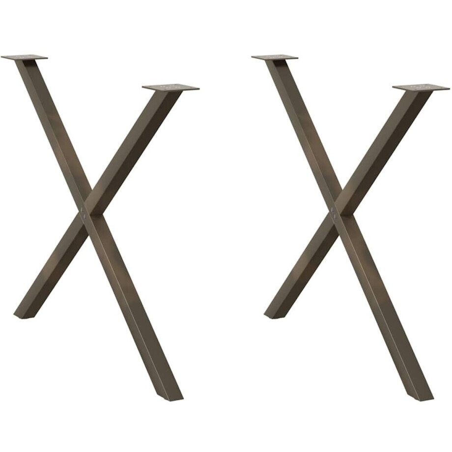 vidaXL - Eettafelpoten - 2 - st - X-vormig - 90x(72-73) - cm - staal - naturel afbeelding 1