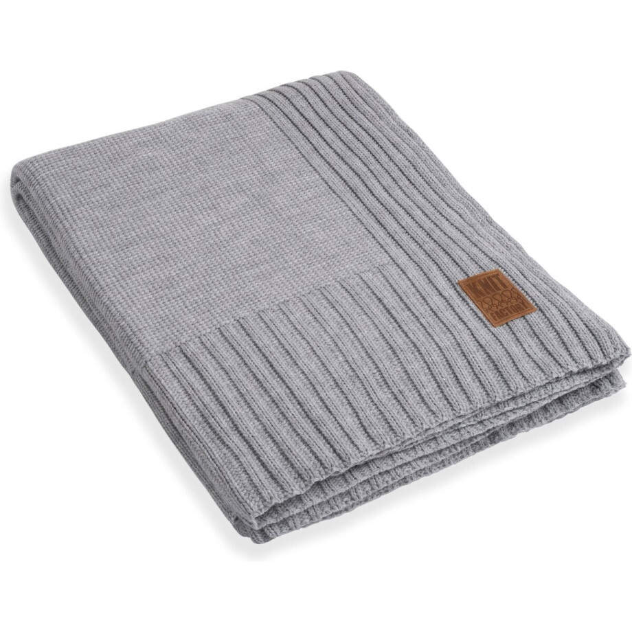 Knit Factory Uni Gebreid Plaid XL - Woondeken - plaid - Wollen deken - Kleed - Licht Grijs - 195x225 cm Knit Factory Uni Gebreid Plaid XL - Woondeken - plaid - Wollen deken - Kleed - Licht Grijs - 195x225 cm afbeelding 1