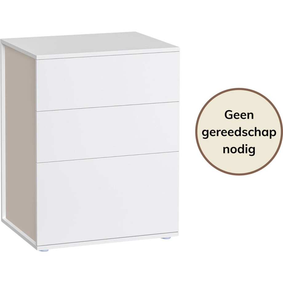 ACAZA Nachtkastje - Ultrasnelle Montage zonder Gereedschap - Wit - 45 x 35 x 59 (B x D x H) - Nachtkastjes - Nachtkast - Nachtkastjes Modern - Nachtkastje met Lades afbeelding 1