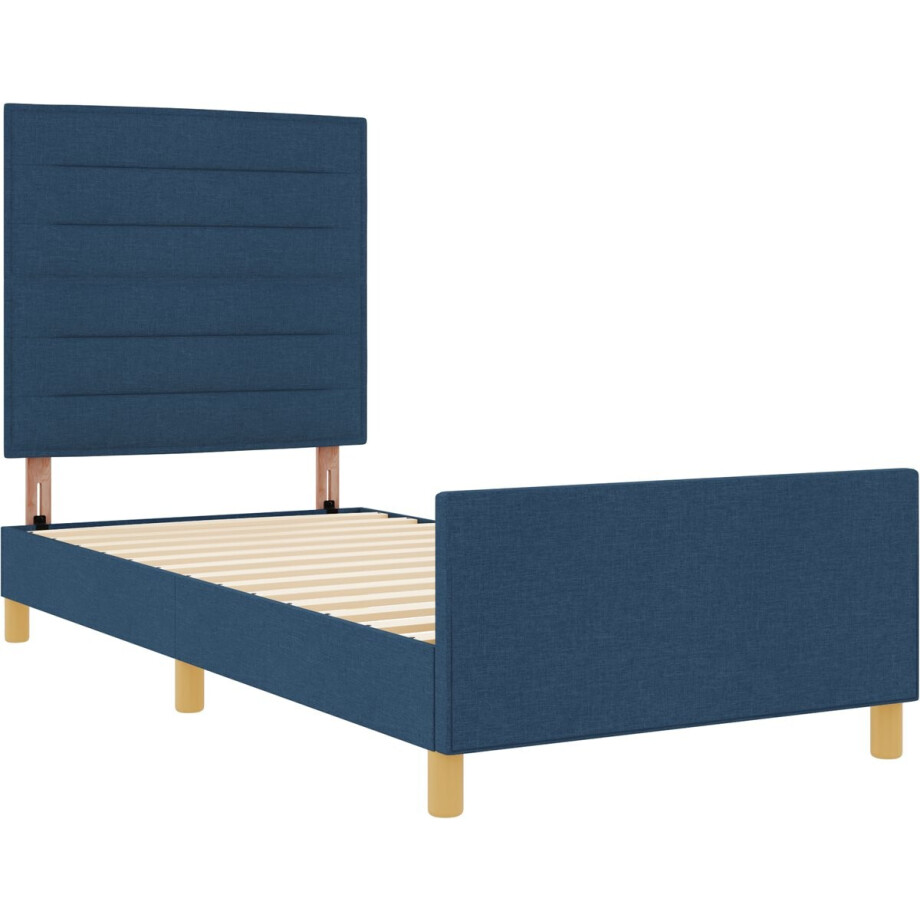 vidaXL - Bedframe - met - hoofdeinde - Blauw - 100 - x - 200 - cm - Stof vidaXL - Bedframe - met - hoofdeinde - Blauw - 100 - x - 200 - cm - Stof afbeelding 1