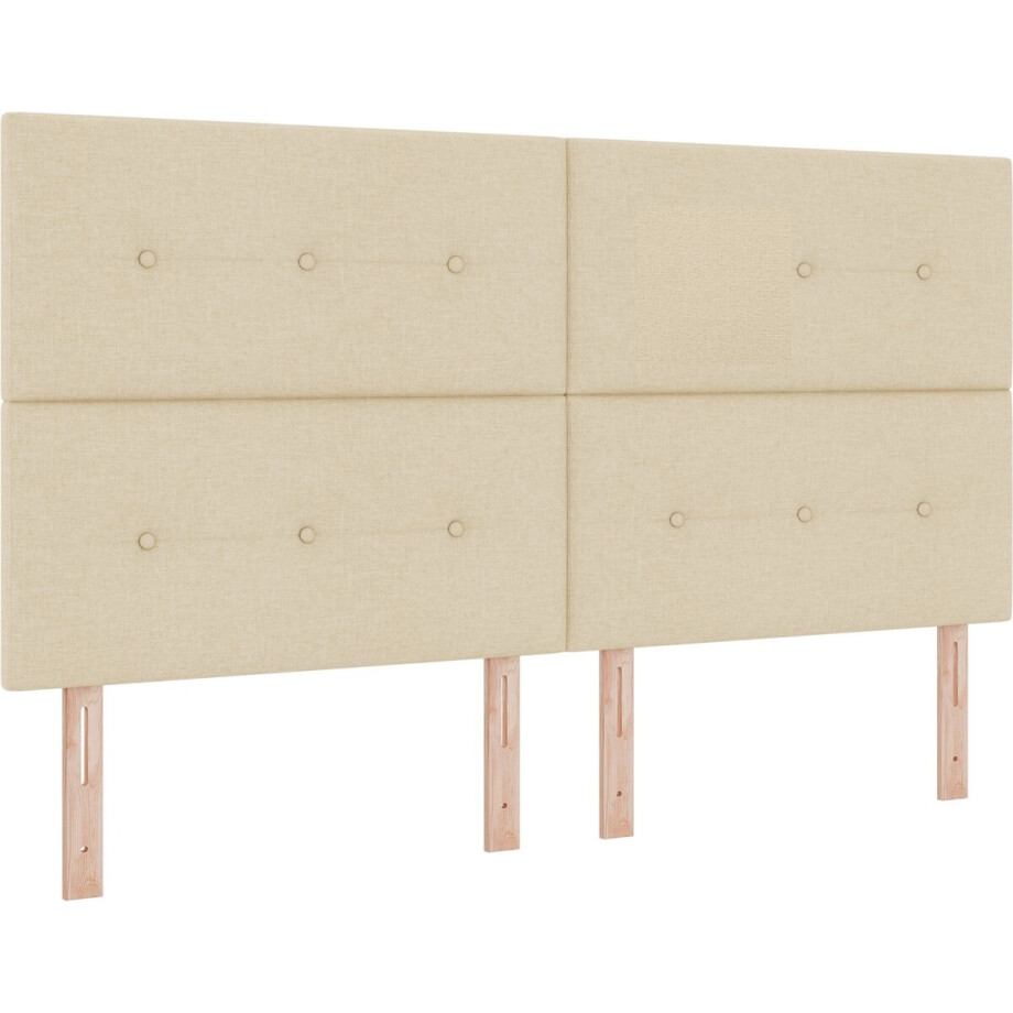 vidaXL - LED - Box - Spring - Bed - met - matras - Crème - 180 - x - 200 - cm - Stof afbeelding 1