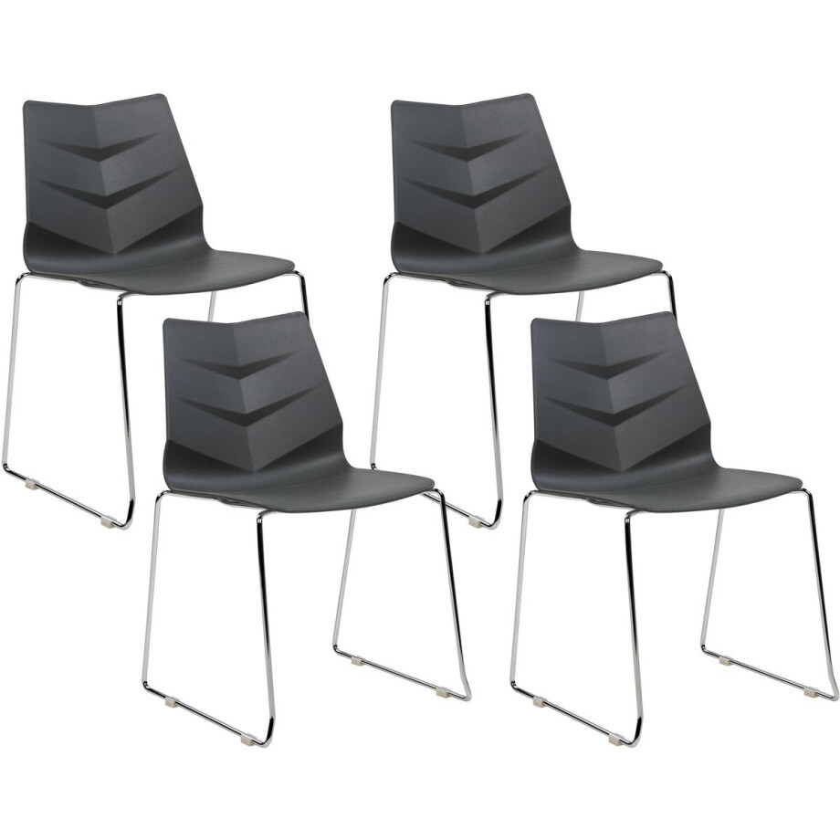 HARTLEY - Eetkamerstoel set van 4 - Donkergrijs - Plastic HARTLEY - Eetkamerstoel set van 4 - Donkergrijs - Plastic afbeelding 1