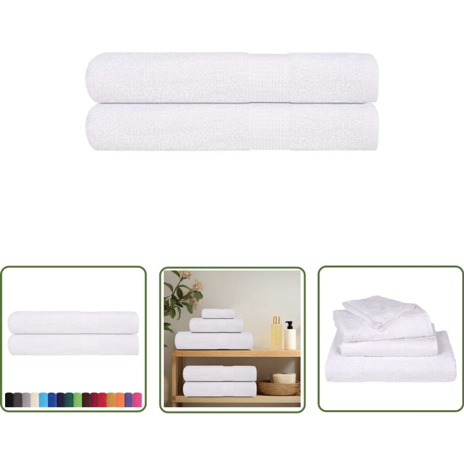 vidaXL Sauna Accessoires - Saunahanddoek - Saunahanddoeken 2 st 80x200 cm 360 g/m² 100% katoen wit - Katoenen Handdoek - Absorberende Handdoek - Handdoekset afbeelding 1
