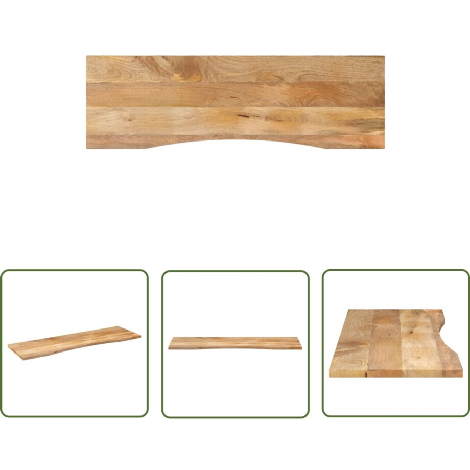 vidaXL Mangohout Bureaublad - Houten Bureau Blad - Bureaublad met ronding 160x50x2,5 cm massief ruw mangohout - Landelijke Stijl Bureau - Bureautafel - Werkplektafel afbeelding 1