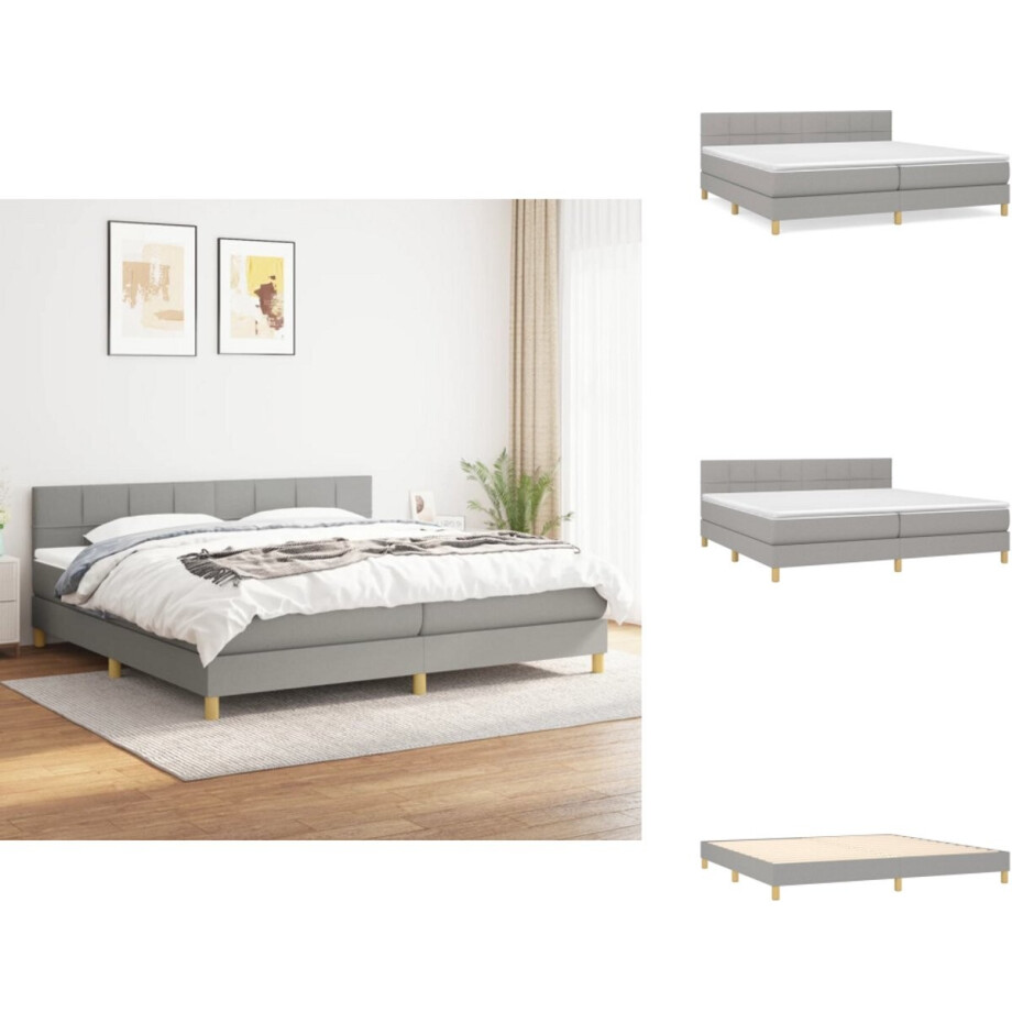 vidaXL Boxspring - Boxsprings - Bed - Slaapmeubel - Boxspring met matras stof lichtgrijs 200x200 cm vidaXL Boxspring - Boxsprings - Bed - Slaapmeubel - Boxspring met matras stof lichtgrijs 200x200 cm afbeelding 1
