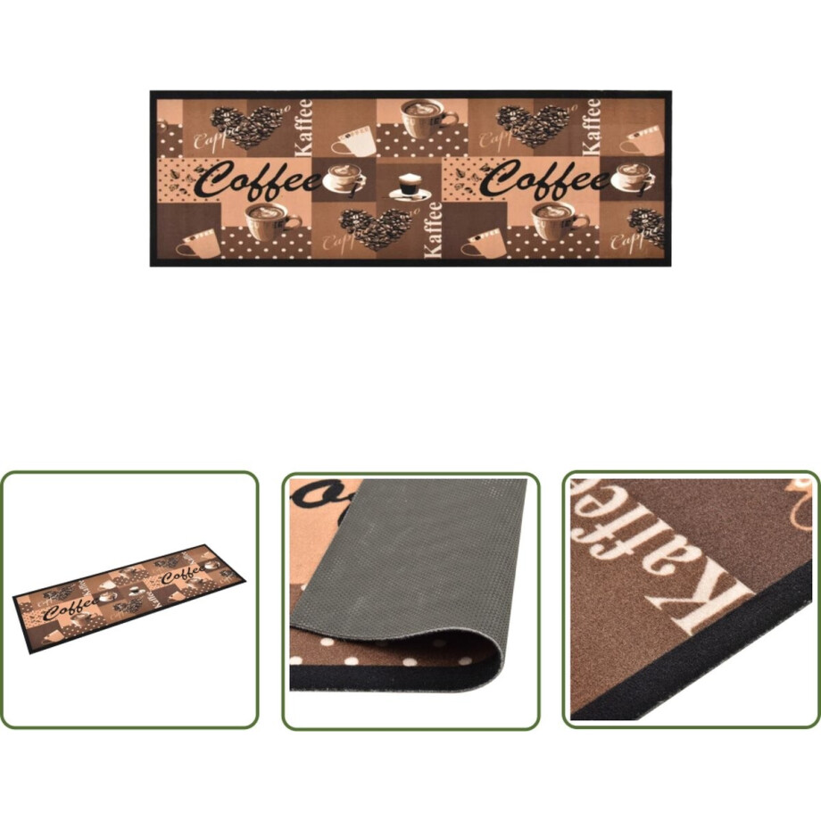 vidaXL Keukenmat - Vloermat - Keukenmat wasbaar Coffee 45x150 cm bruin - Deurmat - Vloerkleden - Bruine Vloermat vidaXL Keukenmat - Vloermat - Keukenmat wasbaar Coffee 45x150 cm bruin - Deurmat - Vloerkleden - Bruine Vloermat afbeelding 1