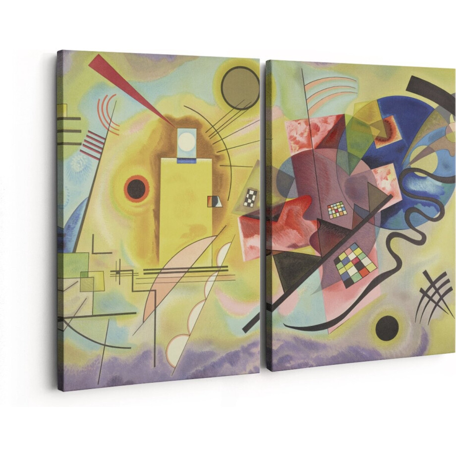 Artaza Canvas Schilderij Tweeluik Geel, Rood, Blauw - Wassily Kandinksy - 80x60 - Klein - Foto Op Canvas - Canvas Print afbeelding 1